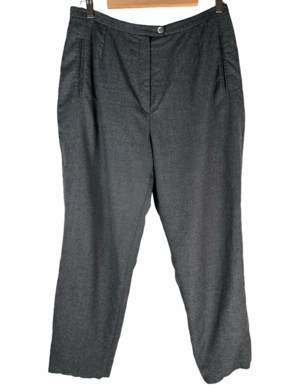 Vintage Bernard Zins Charcoal Gray Cashmere Wool Straight Leg French Pants 16
